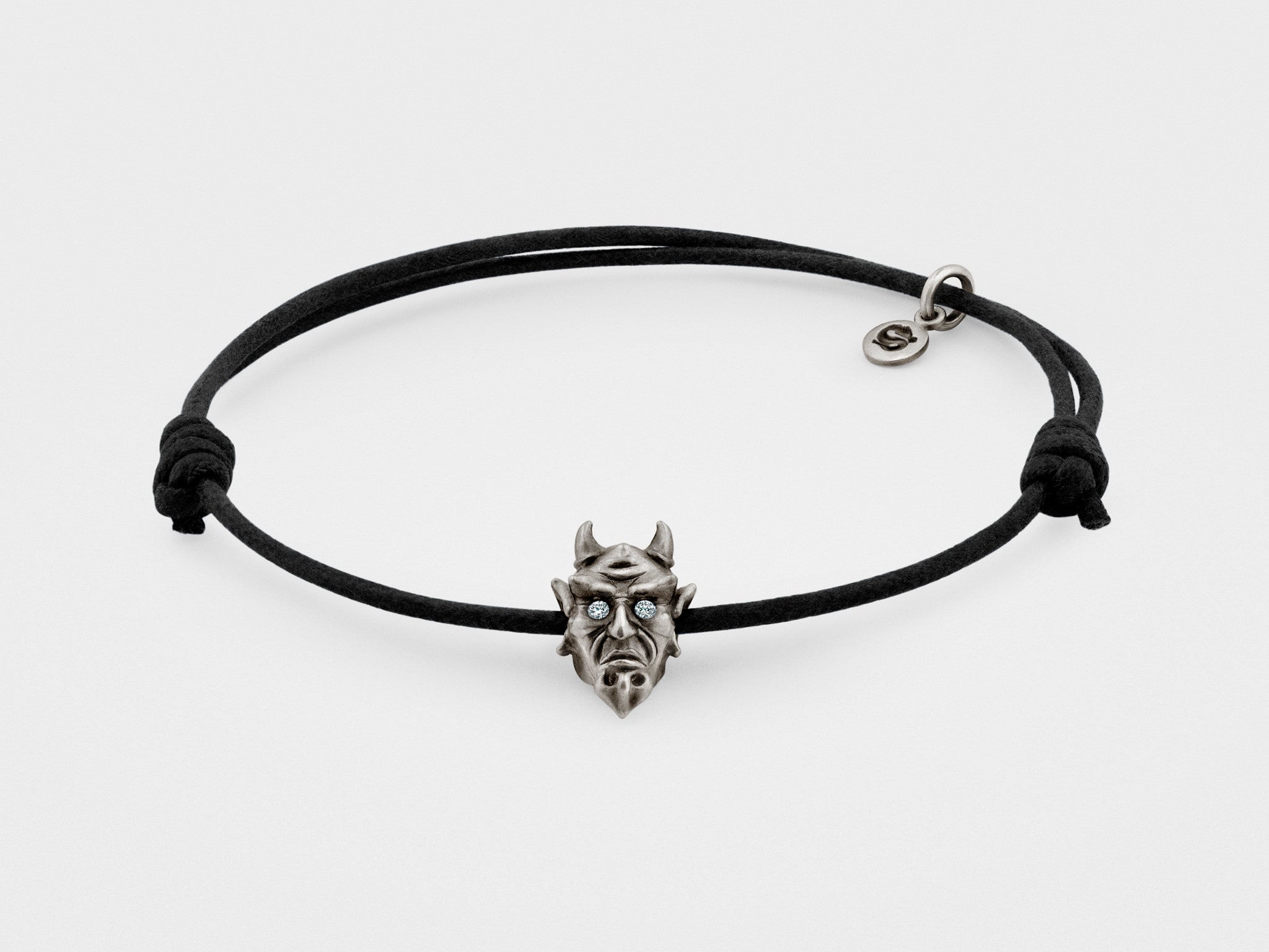 Devil Bracelet in Dark Silver with Clear or Red Eyes