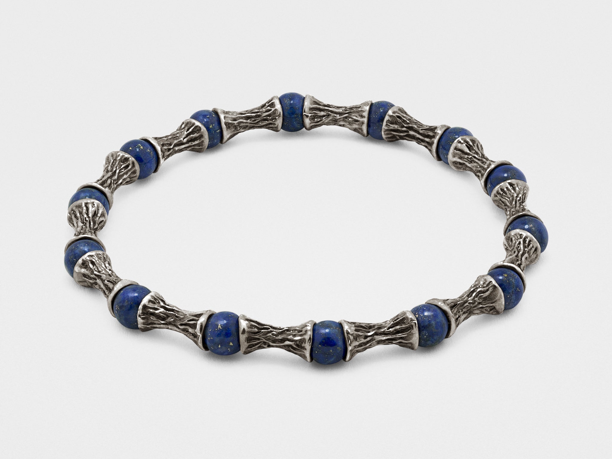 Deep Blue Beads, Dark Silver Bracelet