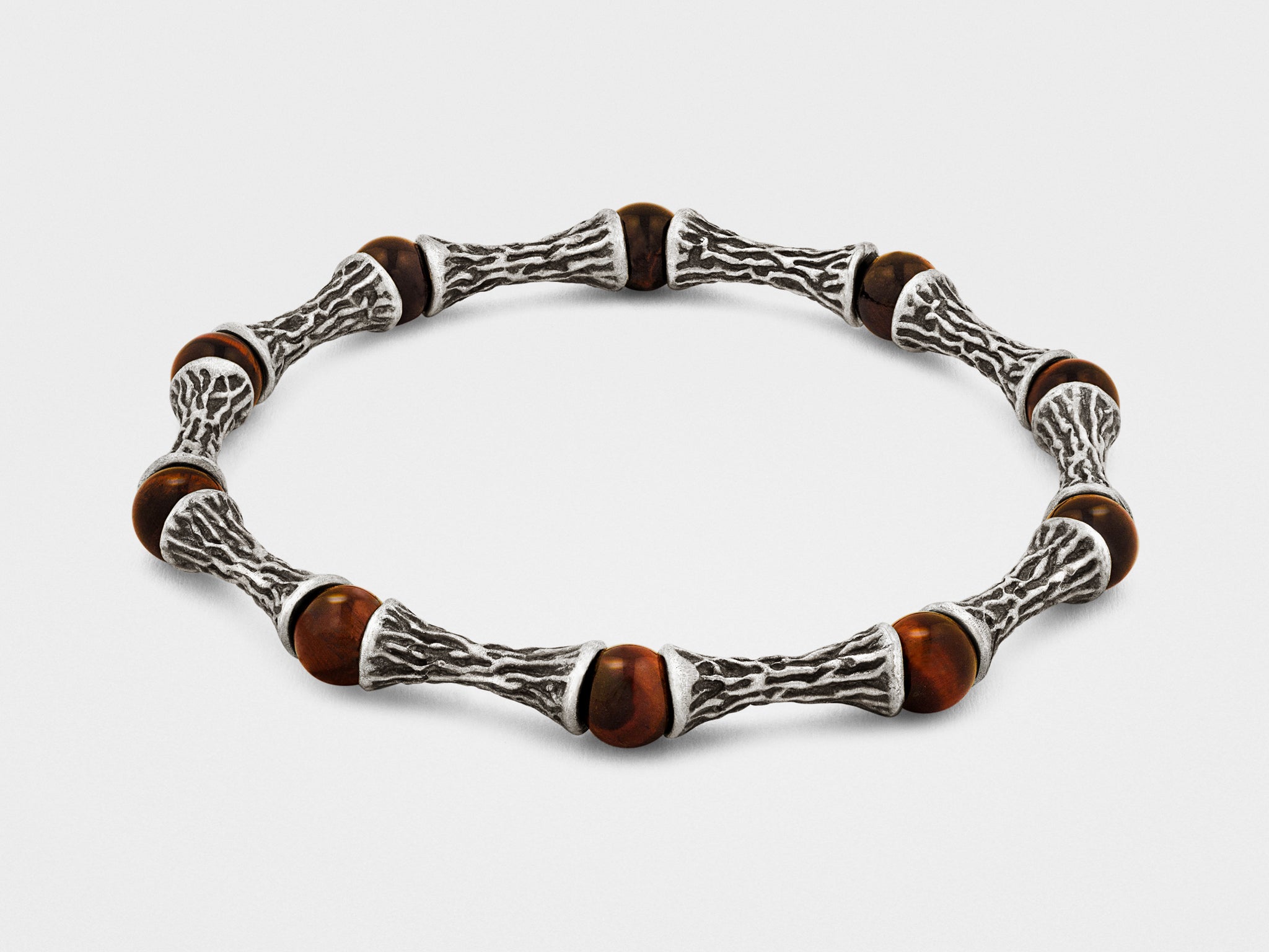 Red Beads, Dark Silver Bracelet