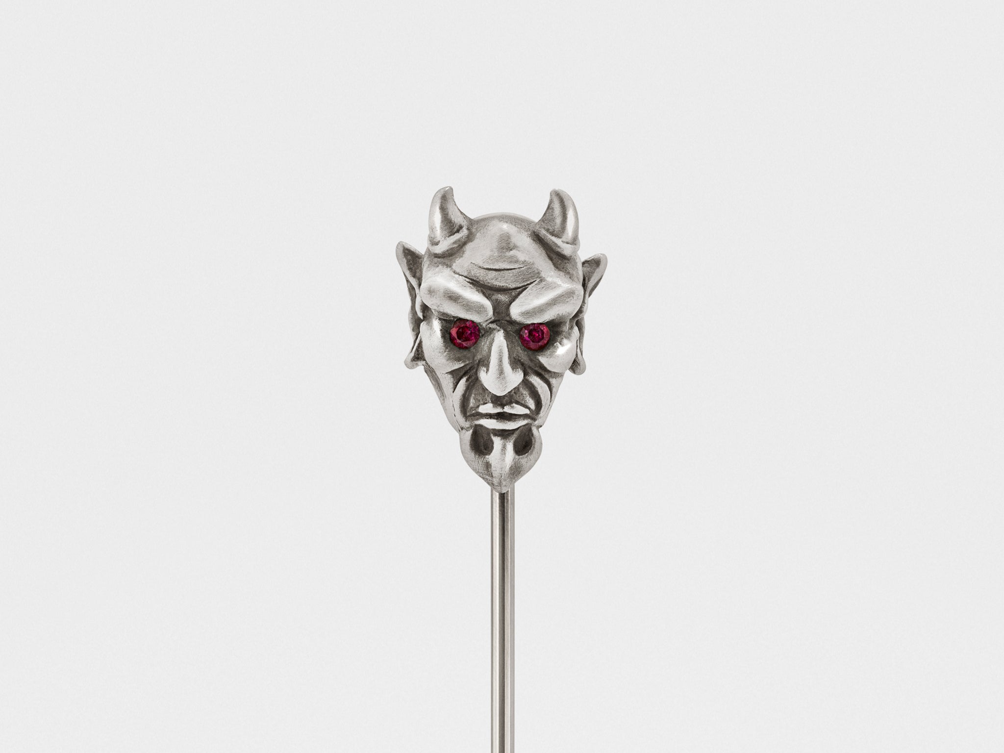 Devil Lapel Pin in Dark Silver with Red or Clear Eyes