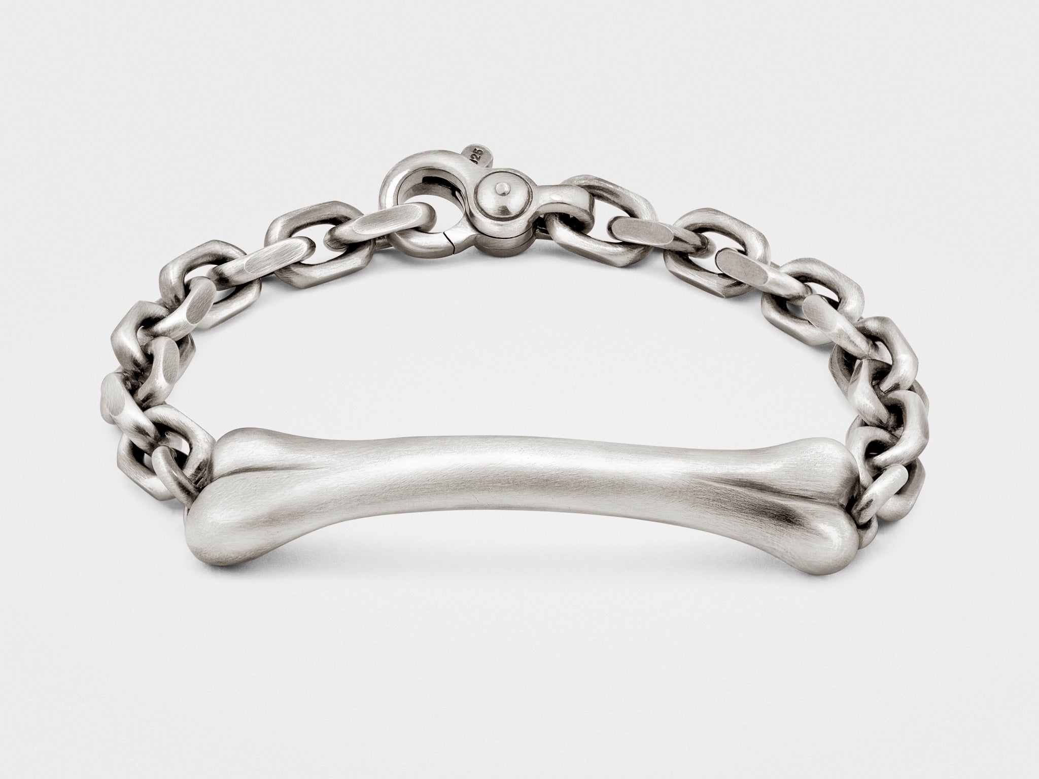 Large Bone Bracelet in Silver